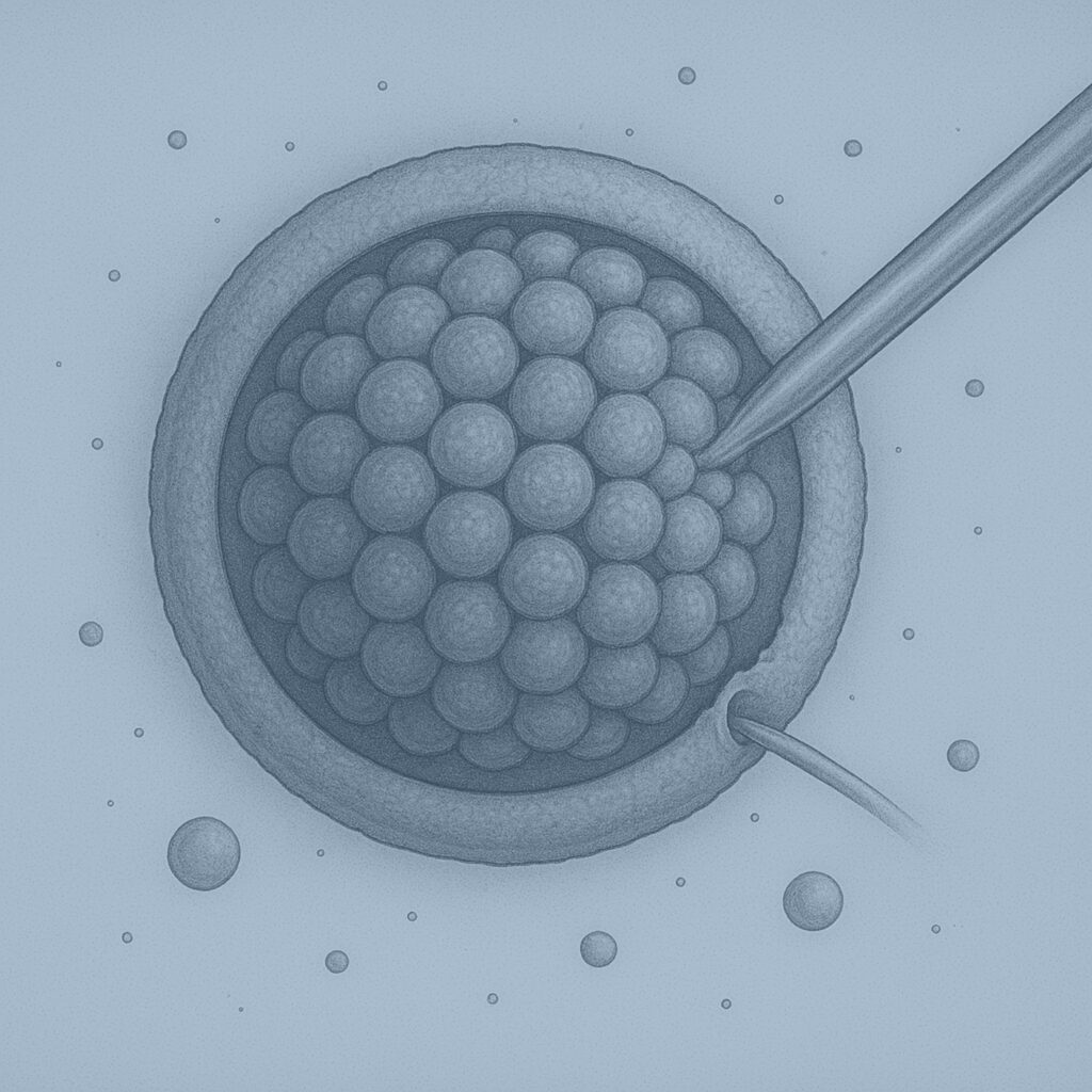 Assisted hatching procedure at Genesis Athens to improve embryo implantation during IVF.