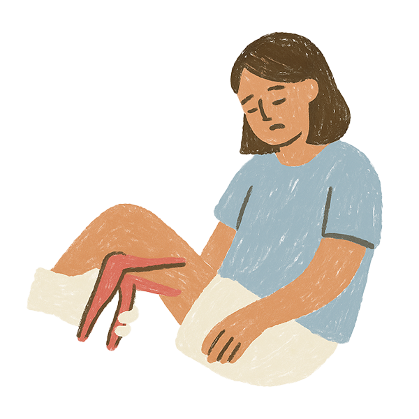 Illustration of a woman experiencing pelvic discomfort, representing advanced endometriosis that may require surgical treatment.